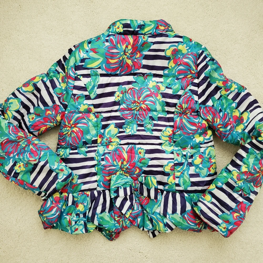 Lilly Pulitzer Mini Kate Puffer Jacket in Paradisio Resort White szXL (12-14)